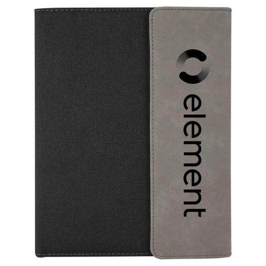 Element Mini Laser Engraved Gray Canvas and Leather Portfolio with Notepad